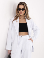 Biała sztruksowa marynarka od kompletu RUE PARIS 