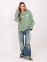  Pistacjowa damska  bluza oversize bez kaptura RUE PARIS