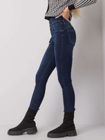 Ciemnoniebieskie jeansy rurki high waist Garland