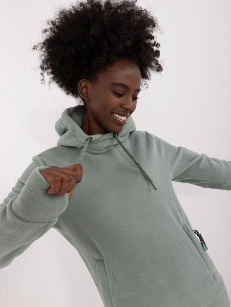 Hurt Pistacjowa bluza kangurka damska z kapturem SUBLEVEL