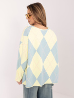Pastelowa żółto-niebieska bluza oversize z printem 