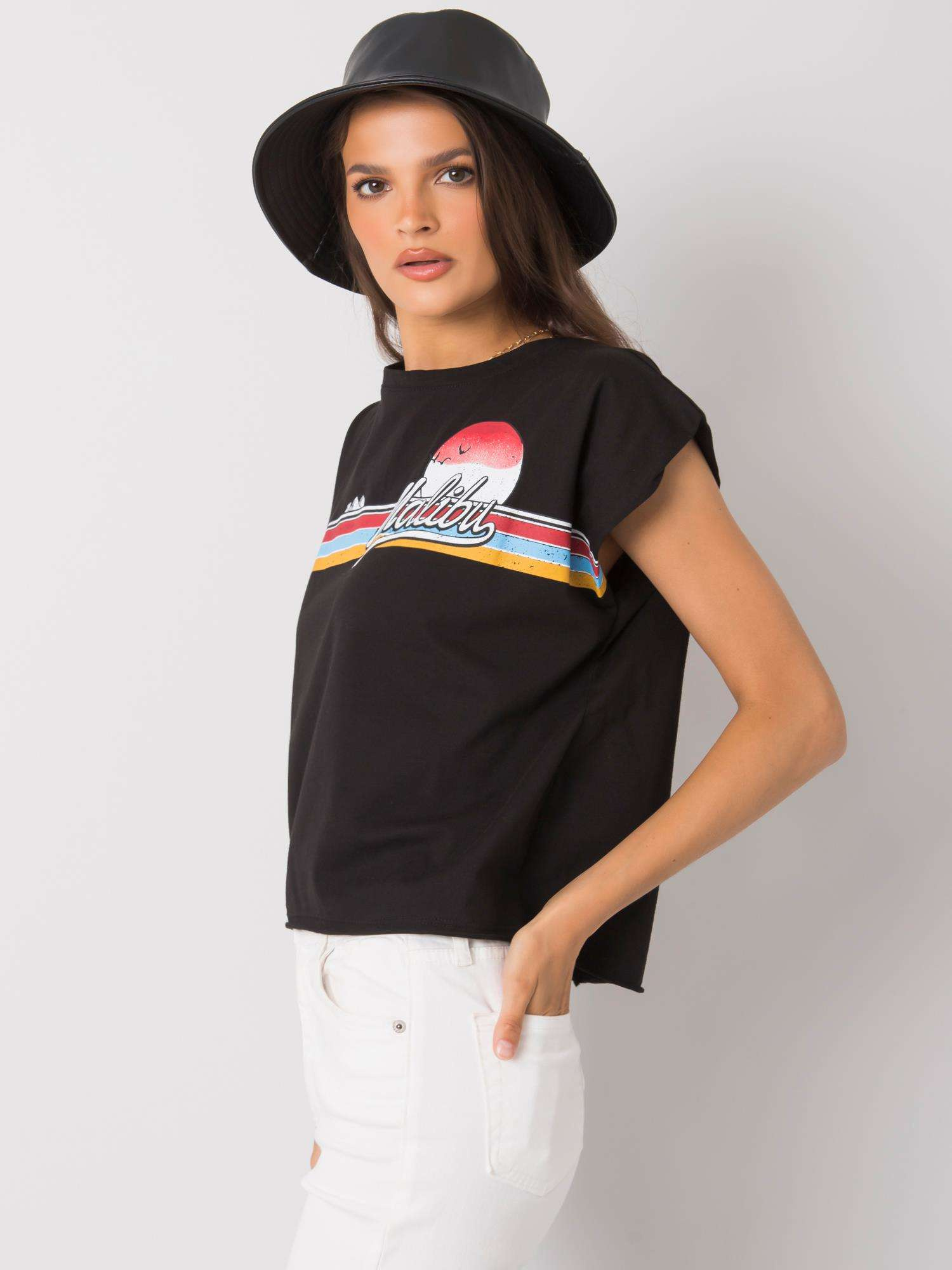 Czarny t-shirt z nadrukiem Malibu
