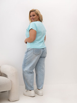 Miętowy damski t-shirt plus size z nadrukiem