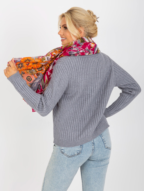 Hurtownia Ciemnoróżowa wzorzysta chusta z bawełny