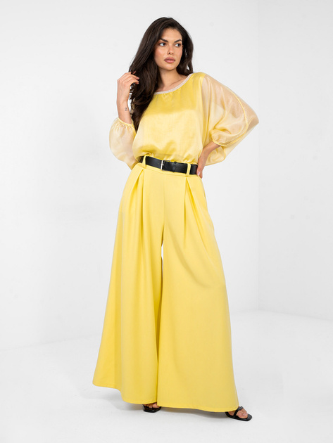 Żółte szerokie spodnie z paskiem RUE PARIS