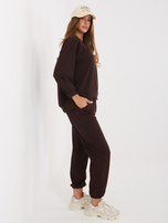 Czekoladowy dresowy komplet z bluzą oversize RUE PARIS 