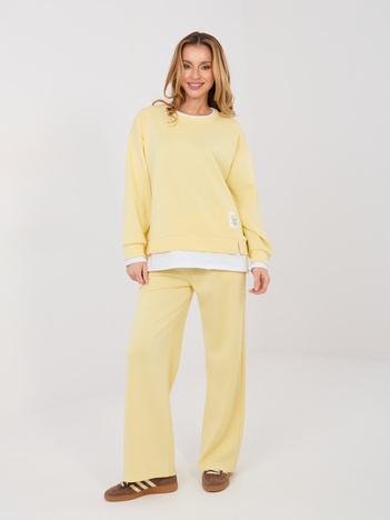Pastelowy żółty komplet z dwuwarstwową bluzą RUE PARIS 