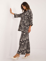 Hurt Ecru-czarny damski komplet w zebrę z rękawem 3/4