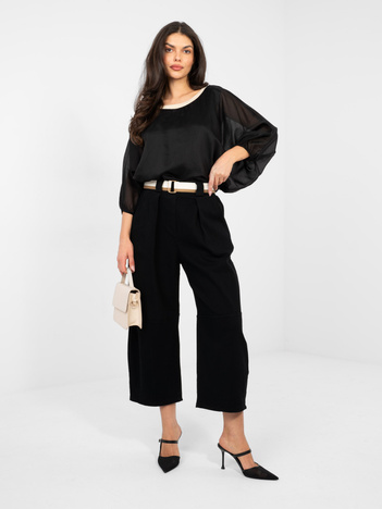 Czarne jeansowe spodnie typu culotte RUE PARIS 