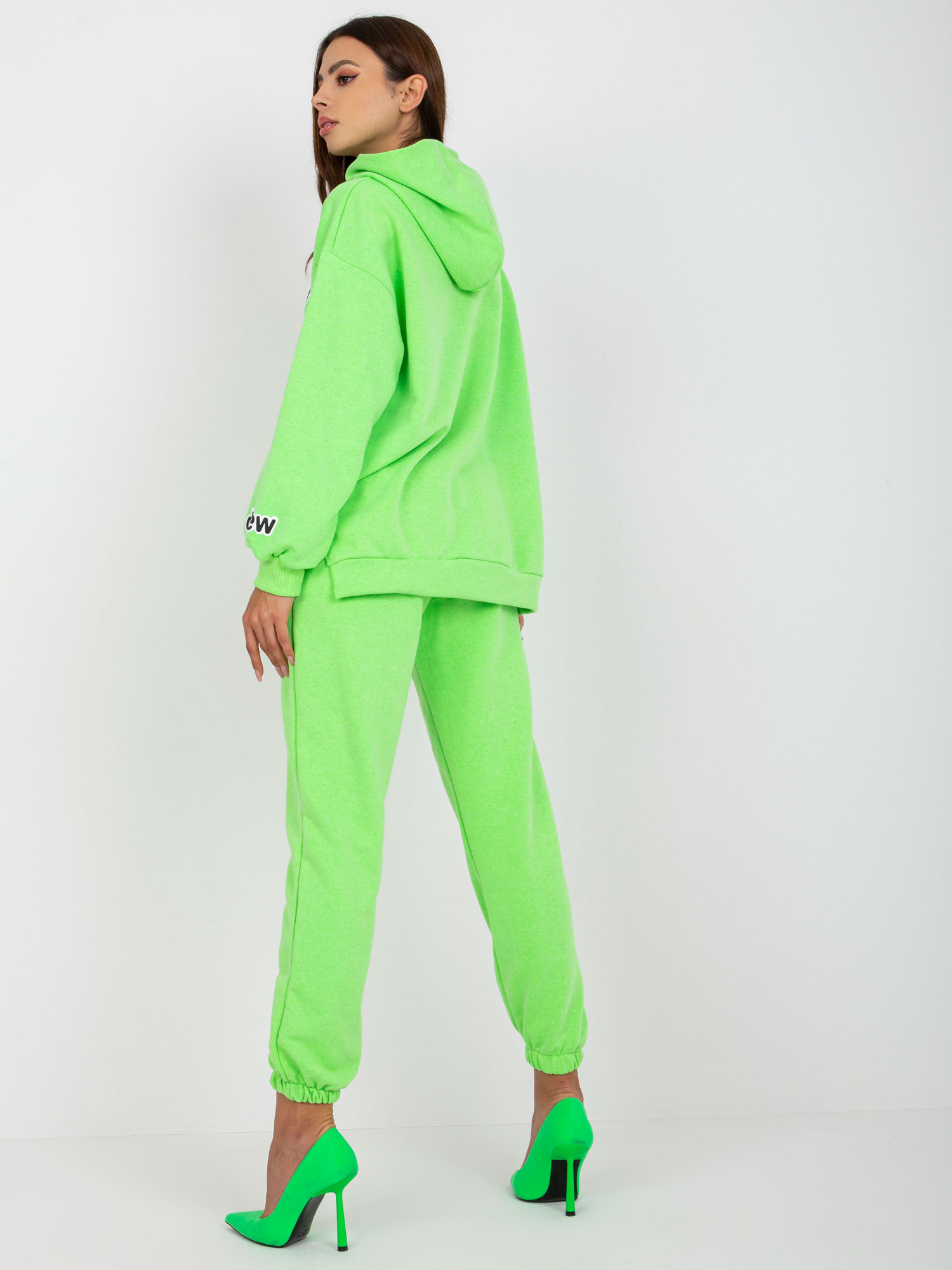 Fluo zielony dwuczęściowy komplet dresowy z kieszeniami 