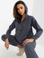 Hurtownia Grafitowa gładka piżama bawełniana z kapturem