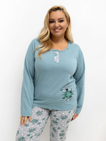 Ciemnomiętowa dwuczęściowa piżama plus size
