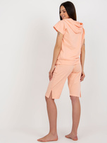 Hurt Brzoskwiniowa damska piżama bawełniana z szortami