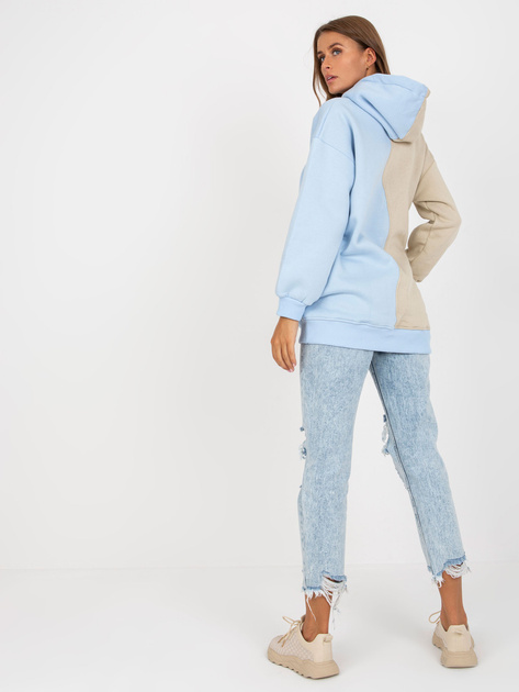 Hurt Beżowo-niebieska damska bluza basic z kapturem RUE PARIS