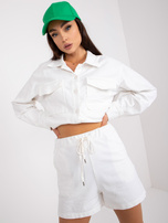 Ecru dwuczęściowy komplet letni z bawełny 