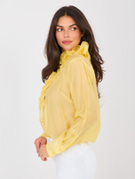 Żółta elegancka koszula z żabotem