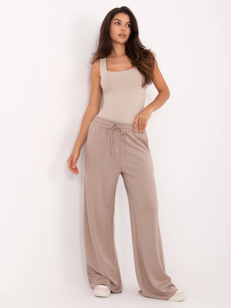 Ciemnobeżowe dresowe spodnie z kieszeniami
