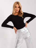 Hurt Czarna dopasowana bluzka basic z bawełny w prążek