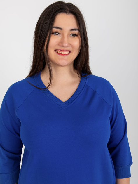 Hurt Kobaltowa mini sukienka plus size z rękawem 3/4