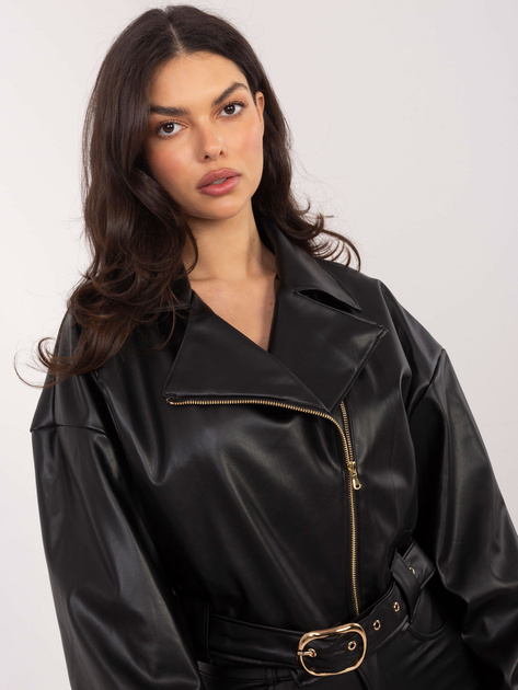 Czarna ramoneska z marszczonym rękawem RUE PARIS