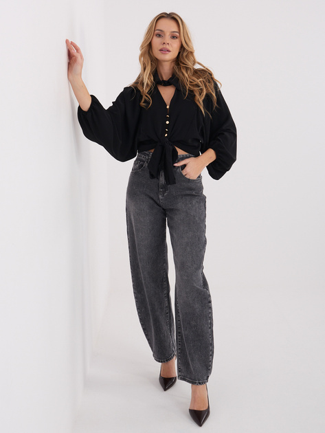 Czarna krótka koszula z wiązaniem