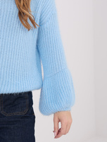 Jasnoniebieski damski sweter z okrągłym dekoltem 