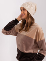 Hurt Jasnobeżowa czapka z kwiatem