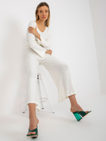 Hurtownia Ecru szerokie spodnie dzianinowe z wysokim stanem