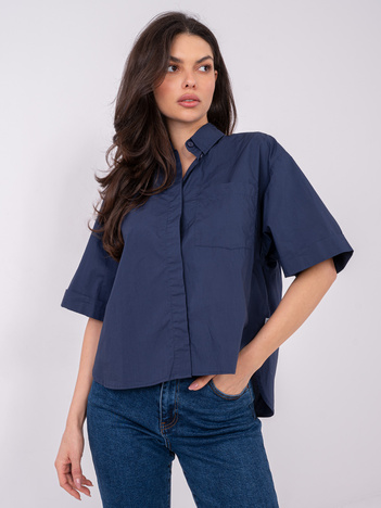 Granatowa koszula oversize z bawełny SUBLEVEL