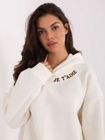 Ecru damska bluza oversize z kapturem