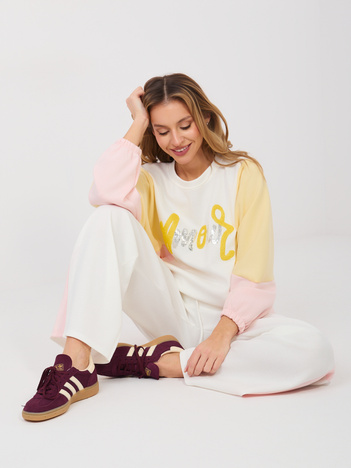 Ecru dresowy komplet z bluzą oversize RUE PARIS