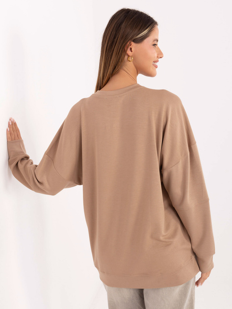 Ciemnobeżowa damska bluza o kroju oversize