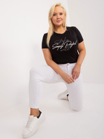 Hurtownia Czarny damski t-shirt plus size z nadrukiem