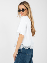 Biała bawełniana bluzka z koronką