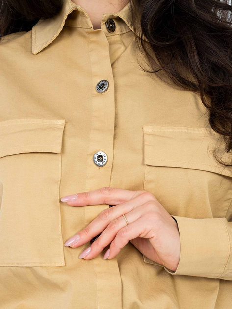 Camelowa asymetryczna koszula z bawełny