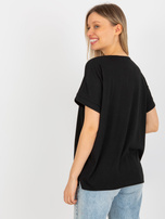 Hurtownia Czarna prążkowana bluzka oversize z misiem