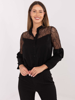 Czarna elegancka koszula z koronką