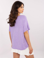 Hurt Liliowy dwustronny sweter z krótkim rękawem 