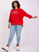 Czerwona bluzka plus size z bawełny Cordelia 