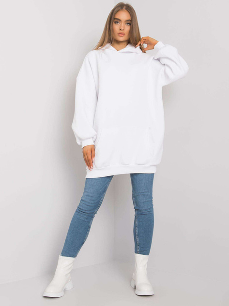 Biała długa bluza kangurka Roselle