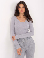 Jasnoszary longsleeve basic z bawełny 