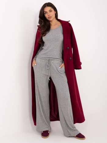 Szare dzianinowe spodnie w szeroki prążek