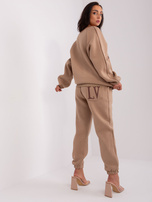 Hurt Ciemnobeżowy komplet dresowy o kroju oversize