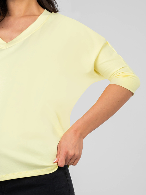 Pastelowa żółta bluzka basic z bawełny RUE PARIS