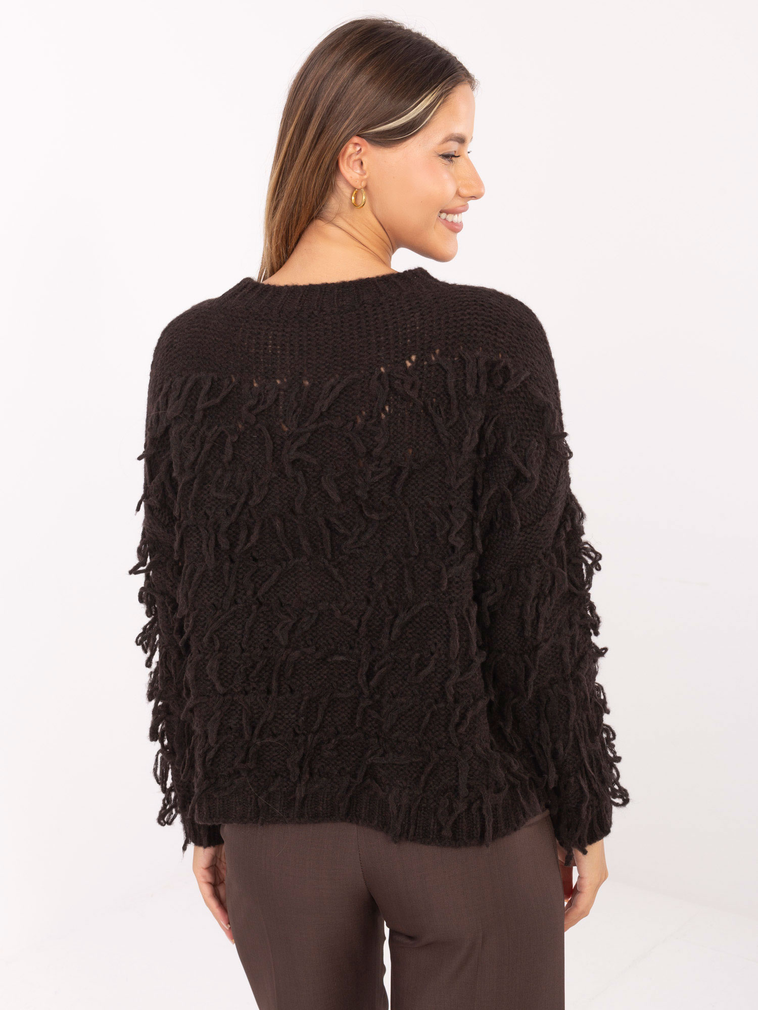 Sweter ciemny brązowy