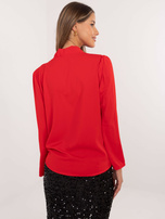 Hurt Czerwona kopertowa bluzka wizytowa z kwiatem