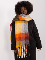 Hurt Pomarańczowo-czarny ciepły szal w kratę