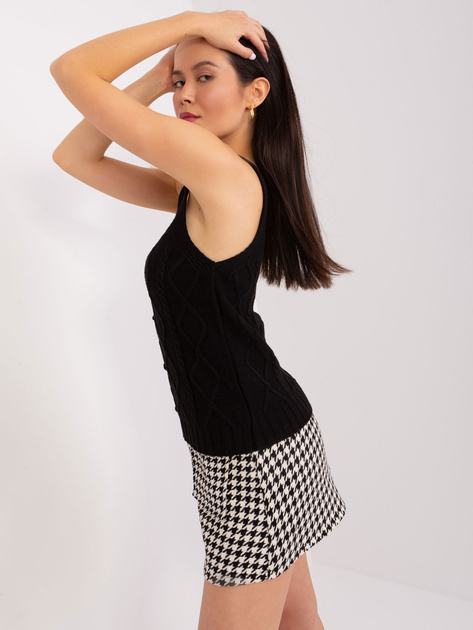 Hurt Czarny dzianinowy komplet z bufiastym rękawem