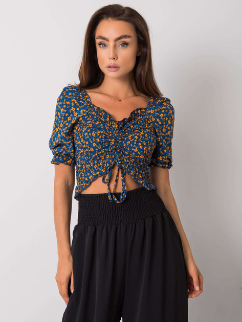 Niebieska bluzka z marszczeniami Laria RUE PARIS