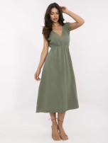 Khaki letnia sukienka z muślinu